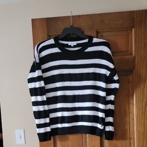 Calvin Klein Black and White Striped Sweater